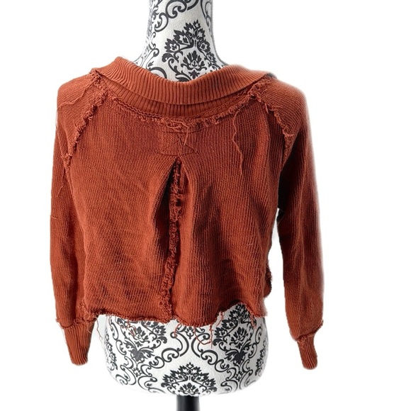 We The Free Distressed Darcy Cropped Sweater in Cedar - Picture 13 of 14